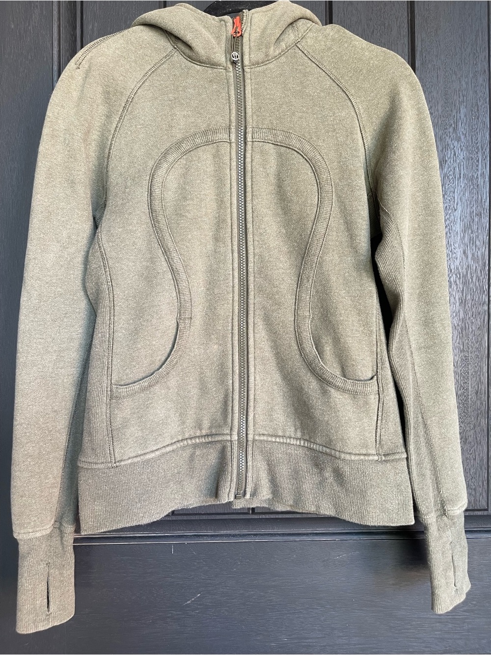 Lululemon Scuba Hoodie II Heathered Fatigue Green Flash Size 8